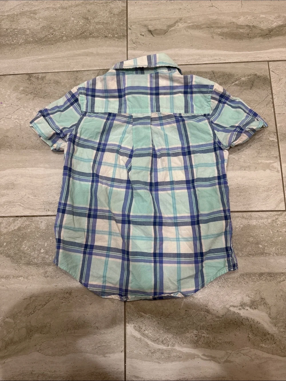 The Children's Place Blue & Teal Plaid Short Sleeve Button-Down